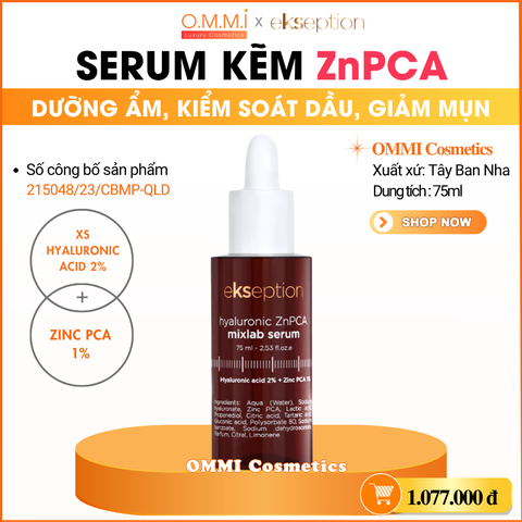EKSEPTION - Serum Kẽm ZnPCA - Tinh chất dưỡng ẩm, kiểm soát dầu, hỗ trợ giảm mụn (75ml)