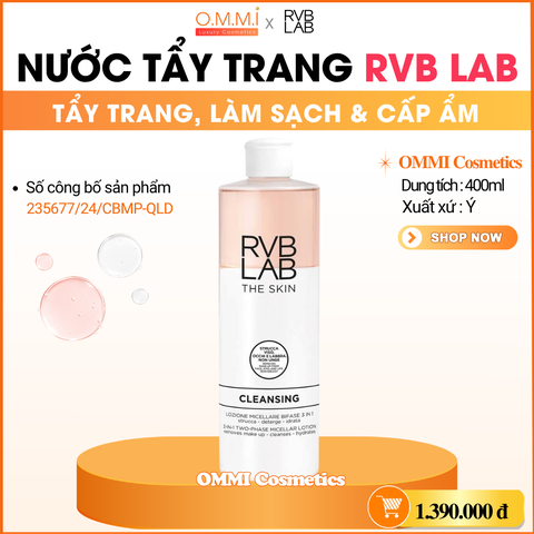 RVB LAB - Tẩy trang cao cấp 3 trong 1 : Tẩy trang, làm sạch & cấp ẩm (400ml)