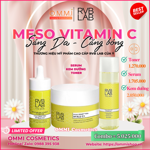 [Combo] RVB LAB HYALU C+ của Ý - Hỗ trợ làm sáng da, chống oxy hóa, cho làn da căng mướt và rạng rỡ