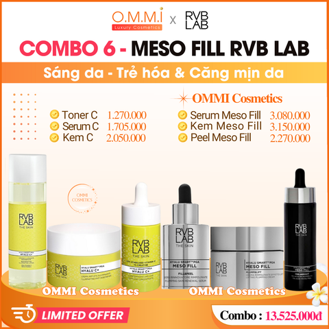 [Combo] RVB LAB (ITALY) - BỘ 6 HYALU C+ MESO FILL + PEEL