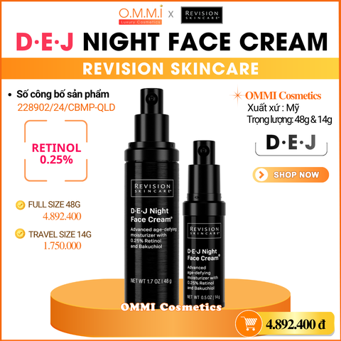 REVISION SKINCARE - D·E·J NIGHT FACE CREAM - Kem dưỡng chứa Retinol 0.25% & Bakuchiol, giúp trẻ hóa màn đáy, cải thiện độ đàn hồi và nếp nhăn, thu nhỏ lỗ chân lông, nuôi dưỡng da sáng mịn (48g)