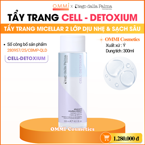 Diego Dalla Palma - CELL DETOXIUM Biphasic Micellar Make-up Remover - Nước tẩy trang 2 lớp dịu nhẹ & làm sạch sâu (300ml)