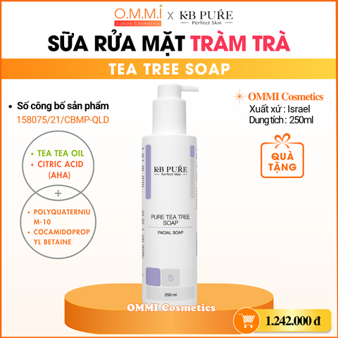 KB PURE - TEA TREE SOAP - Sữa rửa mặt tràm trà, làm sạch sâu, dịu nhẹ cho mọi loại da (250ml)