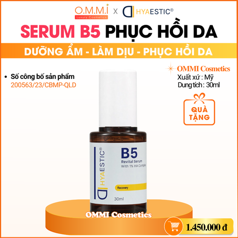 HYAESTIC - Serum B5 & 1% HA phục hồi, làm dịu da & dưỡng ẩm (30ml)