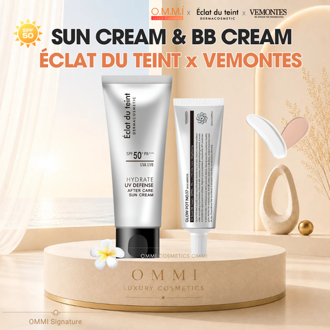 [Combo] Chống nắng dưỡng & tạo nền căng bóng tự nhiên – Éclat du teint Sun Cream & VEMONTES BB Cream | Hàn Quốc