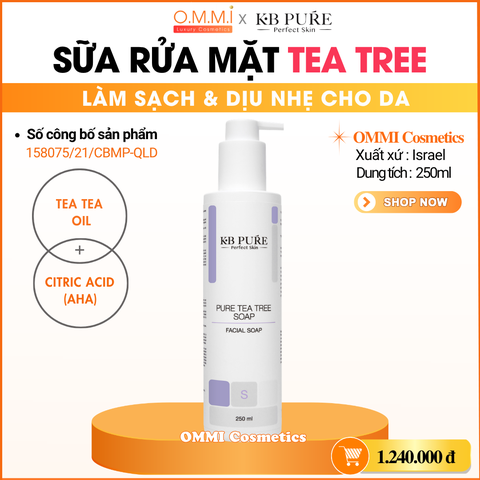 KB PURE - TEA TREE SOAP - Sữa rửa mặt tràm trà, làm sạch & dịu nhẹ cho mọi loại da (250ml)