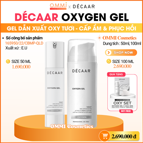 DECAAR - OXYGEN GEL (Full Size 100ml) - Gel Oxygen phục hồi dẫn xuất Oxy tươi + Tặng đá Massage GUA SHA Bạch Ngọc cao cấp (Số lượng có hạn)