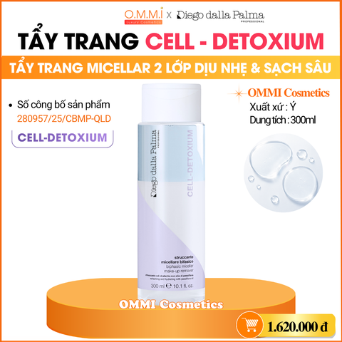 Diego Dalla Palma - CELL DETOXIUM Biphasic Micellar Make-up Remover - Nước tẩy trang 2 lớp dịu nhẹ & làm sạch sâu (300ml)