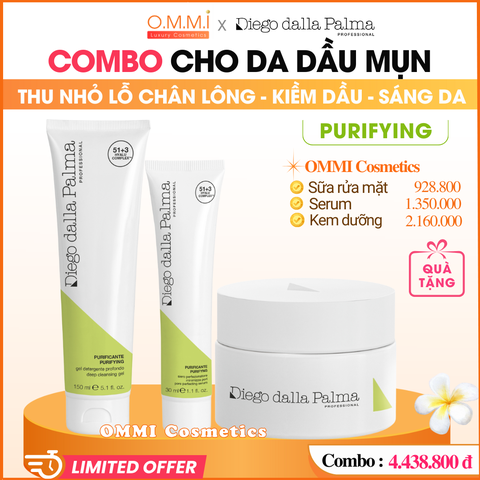 [Combo] Diego Dalla Palma | PURIFYING - Bộ dưỡng cho da dầu mụn, giúp làm sạch sâu, kiểm soát dầu, thu nhỏ lỗ chân lông, sáng da & ngăn ngừa lão hóa