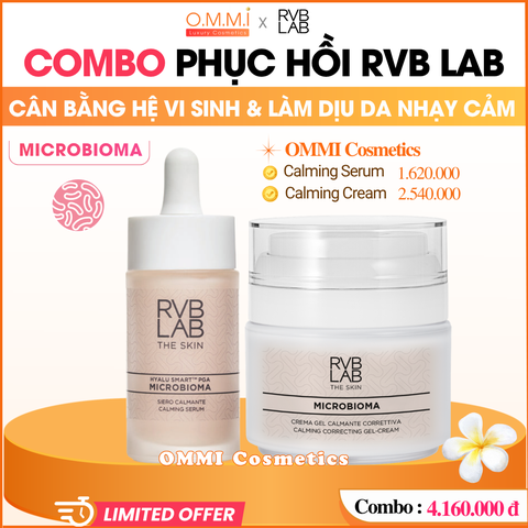[Combo] RVB LAB - MICROBIOMA - Bộ dưỡng phục hồi, làm dịu, hỗ trợ giảm đỏ, cân bằng hệ vi sinh, sáng da (Serum | Kem dưỡng)