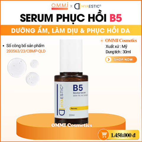 HYAESTIC - Serum phục hồi B5 - Giúp dưỡng ẩm, phục hồi & làm dịu da (3% B5 & 1% HA) (30ml)