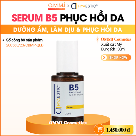 HYAESTIC - Serum phục hồi B5 - Giúp dưỡng ẩm, phục hồi & làm dịu da (3% B5 & 1% HA) (30ml)