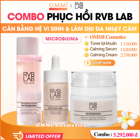 [Combo] RVB LAB – MICROBIOMA – Combo cân bằng hệ vi sinh & hỗ trợ phục hồi da nhạy cảm (Toner, Calming Serum & Calming Gel-Cream)