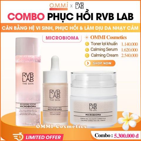 [Combo] RVB LAB - MICROBIOMA - Bộ dưỡng phục hồi, làm dịu, hỗ trợ giảm đỏ, cân bằng hệ vi sinh, sáng da (Toner | Serum | Kem dưỡng)