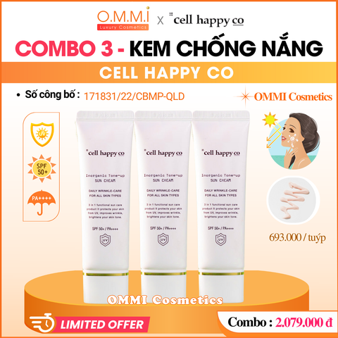 [Combo] CELL HAPPY CO – Set 3 Kem chống nắng SPF50+ PA++++ | Chính hãng Hàn Quốc, phù hợp cho mọi loại da