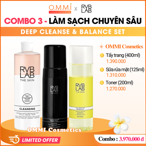[Combo] RVB LAB - Bộ 3 làm sạch da chuyên sâu (Tẩy trang + Sữa rửa mặt + Toner)