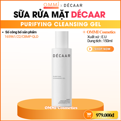 DECAAR - PURIFYING CLEANSING GEL (150ml) - Sữa rửa mặt thanh lọc da, hỗ trợ kiểm soát dầu nhờn
