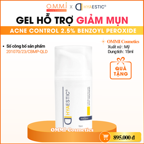 HYAESTIC - Kem hỗ trợ kiểm soát Mụn - Acne Control 2.5% Benzoyl Peroxide (15ml)