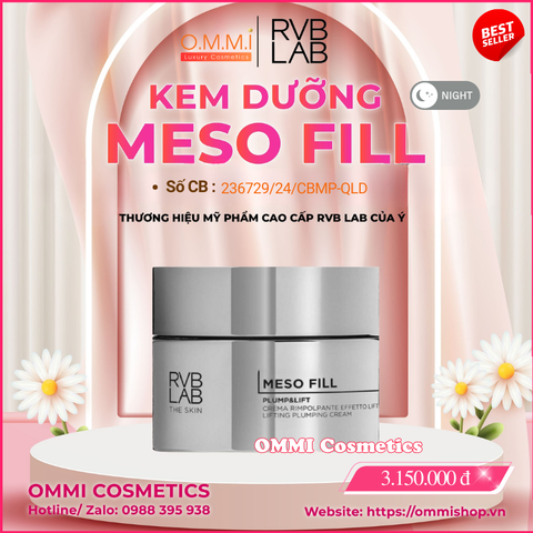 RVB LAB - Kem dưỡng MESO FILL của Ý - Giúp sáng mịn da, cải thiện độ đàn hồi, giảm nếp nhăn, cho làn da căng mướt và rạng rỡ (50ml)