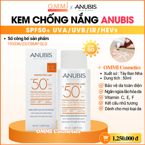 Kem chống nắng ANUBIS Tây Ban Nha - Anti Aging Sun Emulsion SPF50+ UVA/UVB/IR/HEVs (50ml)