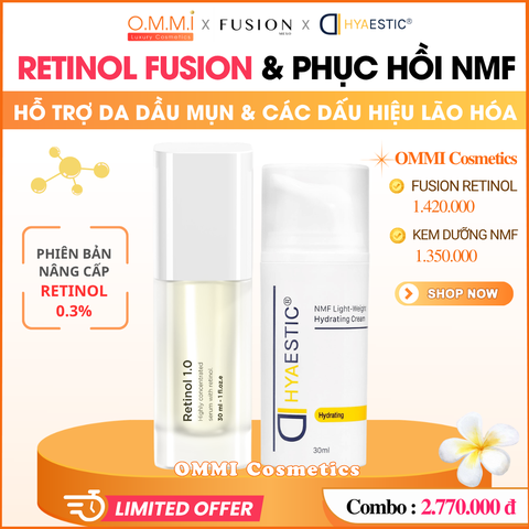 [Combo] FUSION MESO Retinol 0.3% & Kem dưỡng ẩm phục hồi NMF HYAESTIC - Hỗ trợ cải thiện da dầu Mụn & các dấu hiệu lão hóa da.