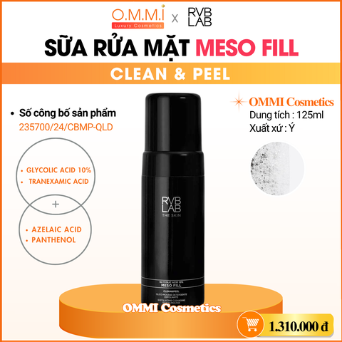 RVB LAB - Sữa rửa mặt dạng bọt MESO FILL - Làm sạch da, tẩy da chết, thu nhỏ lỗ chân lông, sáng mịn da (125ml)