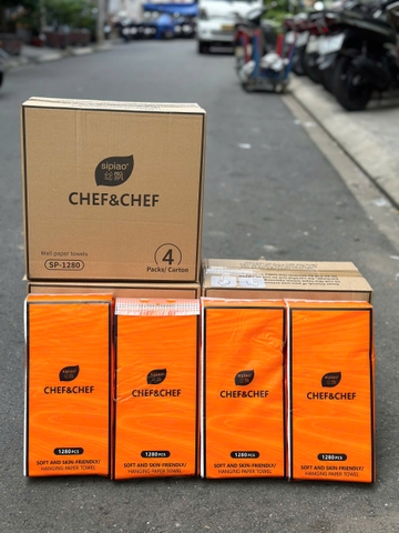 (KÈM MÓC DÁN) Giấy Rút Treo Tường Cam Sipiao Chef&Chef - SP-1280 (Thùng 4 Bịch)