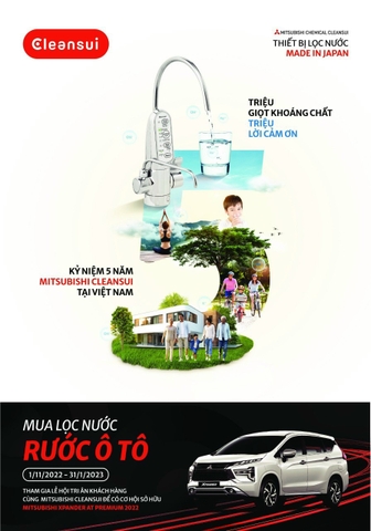 CHƯƠNG TRÌNH QUAY SỐ MAY MẮN MỪNG 5 NĂM MITSUBISHI CLEANSUI CÓ MẶT TẠI VIỆT NAM