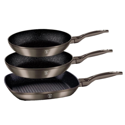 BỘ 3 CHẢO MÀU CACBON XÁM 531.08.011