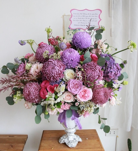 Bình hoa cúc mẫu đơn tím big size