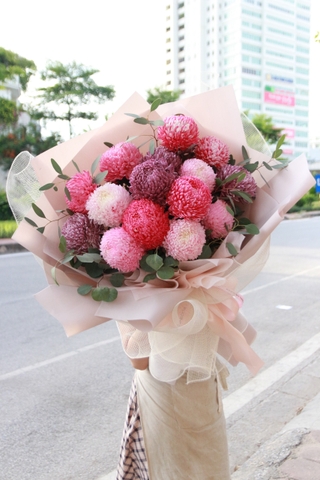 Bó hoa 15 Cúc Mẫu Đơn mix màu (big size)