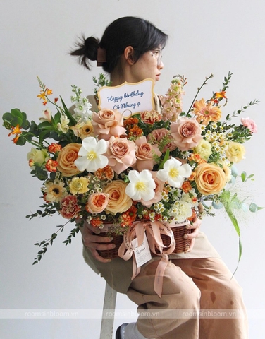 Giỏ hoa nâu kem Sand Cocoa