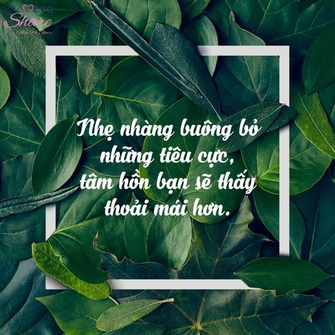 NHẸ NHÀNG BUÔNG BỎ NHỮNG TIÊU CỰC, TÂM HỒN BẠN SẼ THOẢI MÁI HƠN.