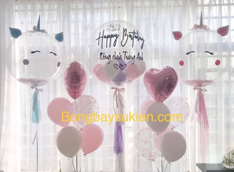 Set Bóng Bay Trang Trí Sinh Nhật Bé Gái
