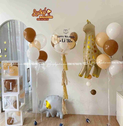 Set Bóng Bay Sinh Nhật Bé Gái Đơn Giản