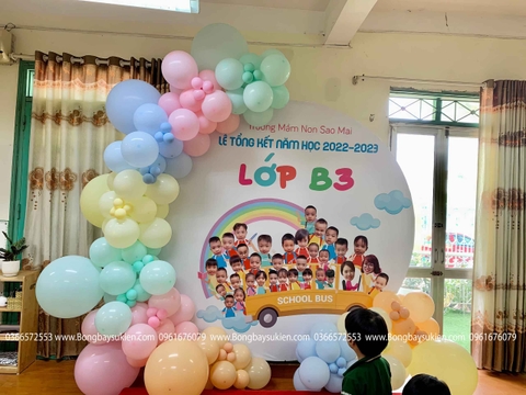 Backdrop Bóng Bay Tổng Kết Mầm Non Hà Nội
