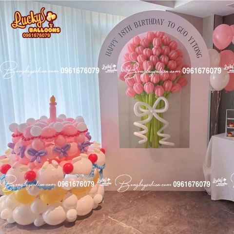 BACKDROP HOA BÓNG BAY SINH NHẬT TUỔI 18