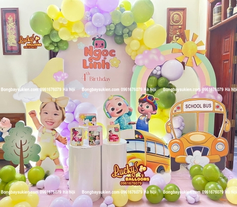 Backdrop sinh nhật bé 1 tuổi cocomelon tại Hà Nội