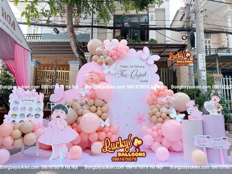 Backdrop sinh nhật bé gái 1 tuổi tại Hà Nội