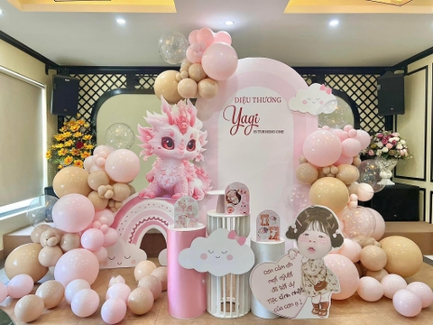 Backdrop sinh nhật bé gái tuổi Thìn