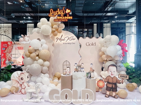 Backdrop sinh nhật bé trai 1 tuổi tại Thanh Oai