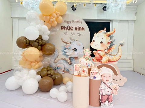 Backdrop Sinh Nhật Bé Trai 1 Tuổi Tuổi Rồng