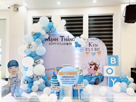 Background Đầy Tháng Bé Trai Đơn Giản