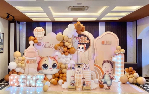 Background sinh nhật bé trai tuổi Mèo