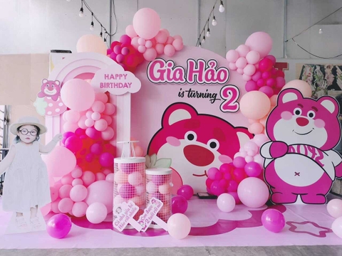 Background Trang Trí Sinh Nhật Bé Gái 1 Tuổi