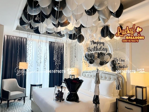 Bóng Bay Màu Vàng Đen Trang Trí Sinh Nhật Người Lớn