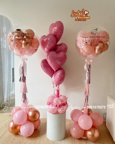 Bóng Bay Sinh Nhật Bé Gái Tông Màu Hồng 05