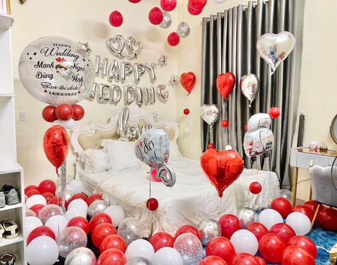 Bóng Bay Trang Trí Phòng Cưới Tone Màu Đỏ 6