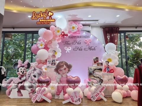 Dịch Vụ Trang Trí Sinh Nhật Cho Bé Gái Tone Hồng Hà Nội