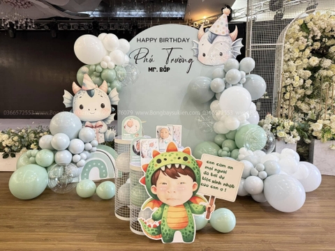 Mẫu Backdrop Sinh Nhật Bé Trai 1Tuổi Rồng Đẹp